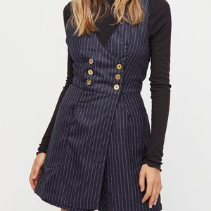 EUC Free People Hailey Pinstripe Romper / Jumpsuit - Navy (Size 8)